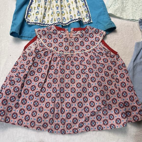 Vtg Lot 4 Baby Girl Dress Lot Size 12-24 Mos 60s Ruffles Lace Handmade Blue - Picture 2 of 5